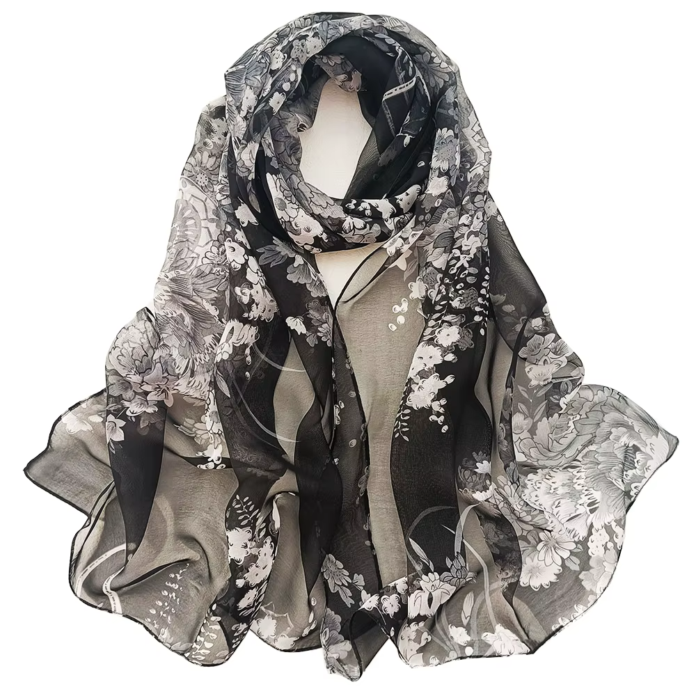 Écharpe Georgette en mousseline de soie pour femme