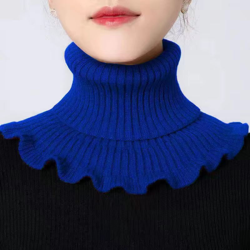 Écharpe tricotée en laine avec faux col pour femme