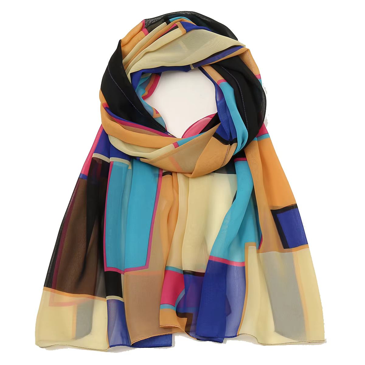 Foulard en soie à carreaux pour femmes musulmanes