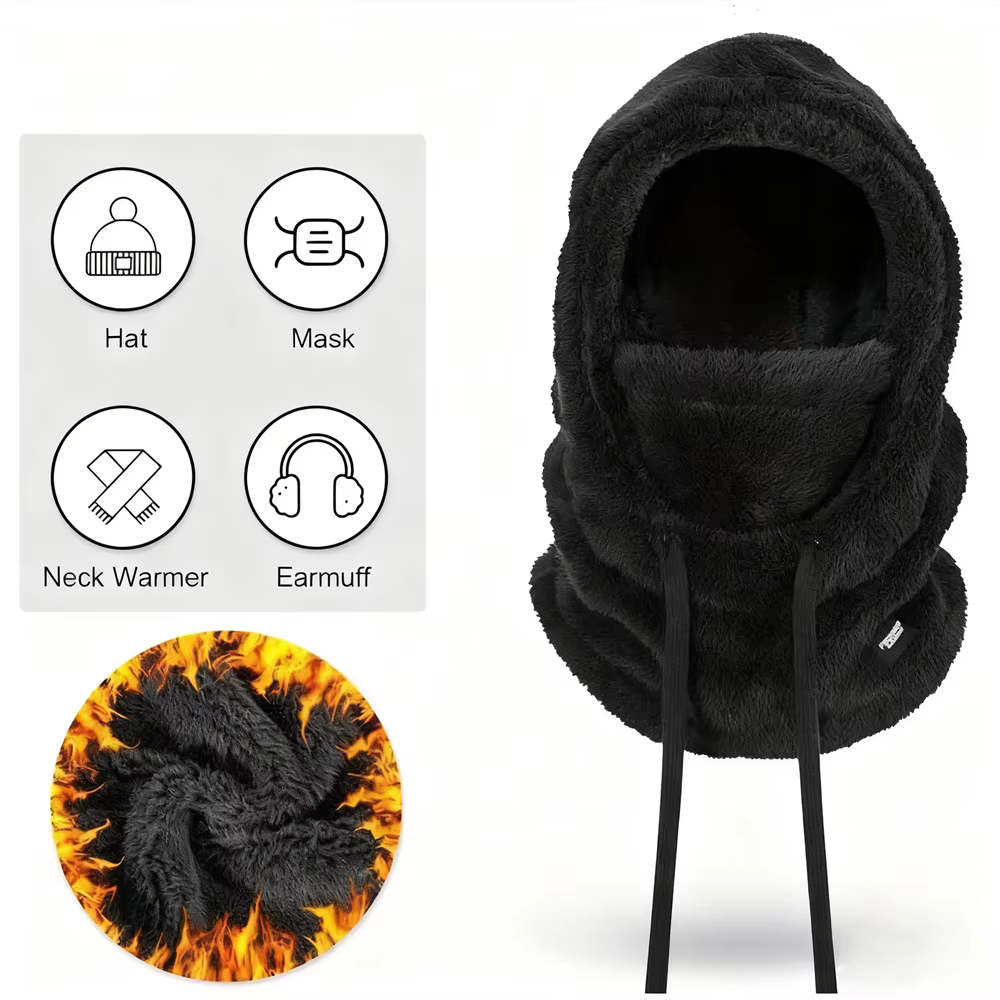 Cagoule thermique coupe-vent chaude d'hiver