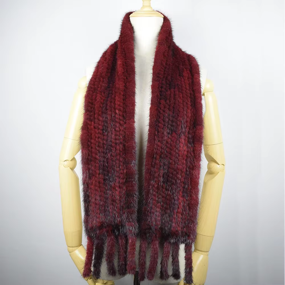 MS.MinShu-Écharpe en fourrure de vison unisexe, double face, pour l'hiver