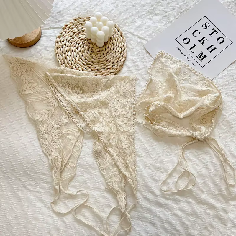 Foulard triangulaire en dentelle de Style coréen français