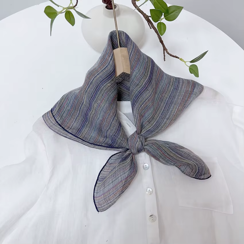 Nouveau foulard carré en lin à petites mailles rétro printemps-été