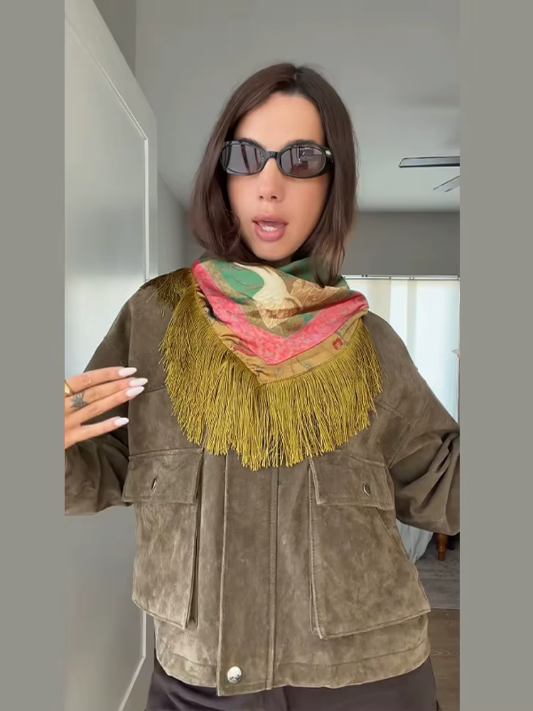 Écharpe bandana réversible en tricot à imprimé cachemire pour femme