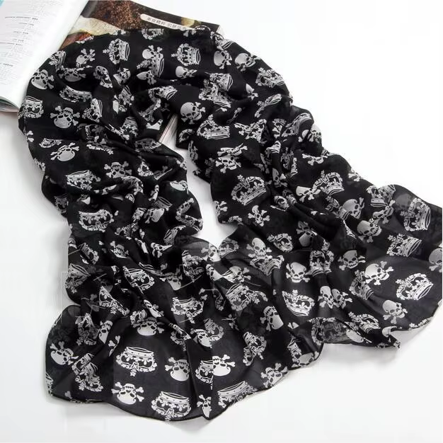 1PC nouvelle mode femmes dames filles Cool grand crâne tête squelette écharpe cou enveloppement châle étole chaud hiver Pashmina 150*50 cm