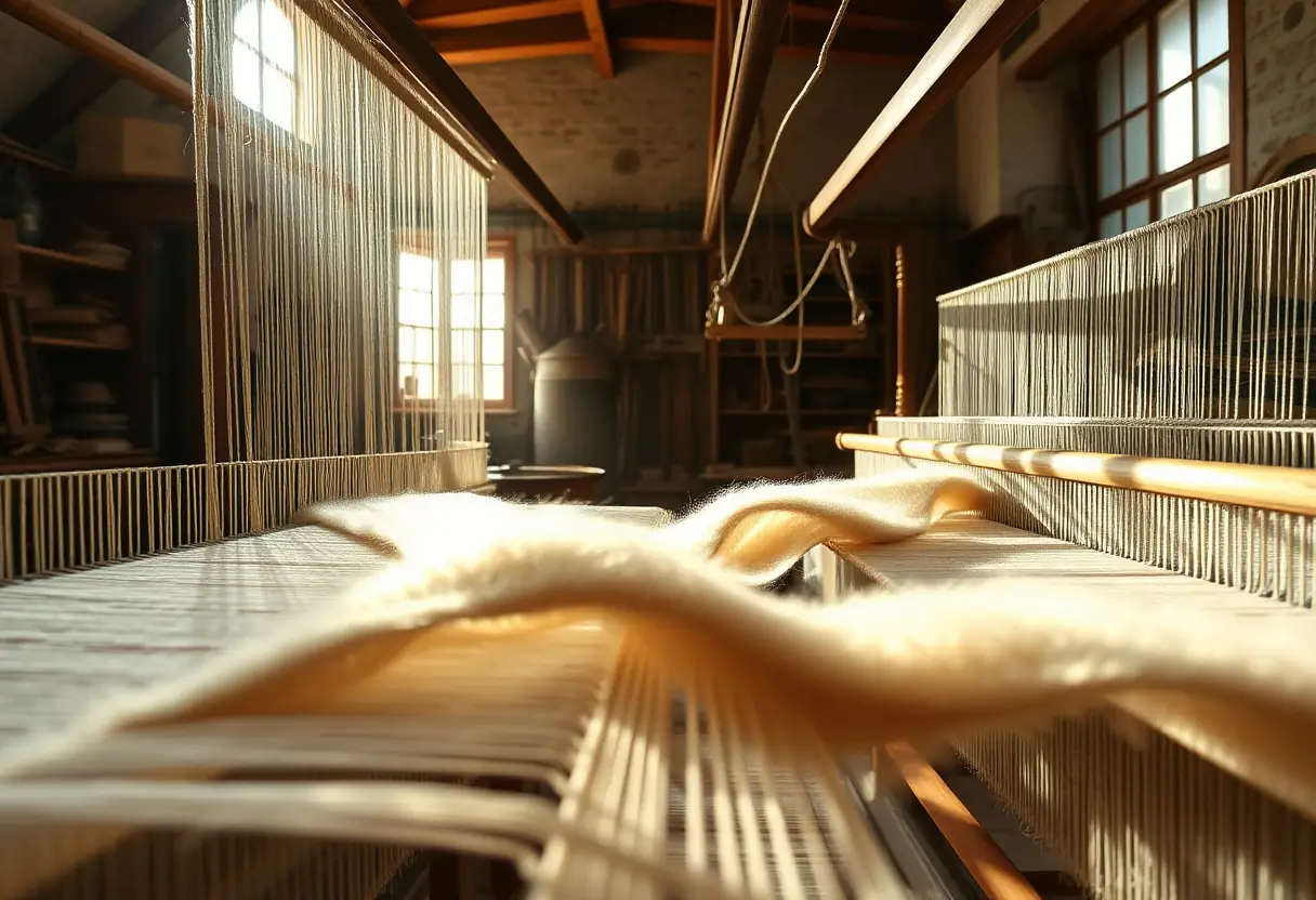 Une machine à tricoter traditionnelle dans un atelier ancien