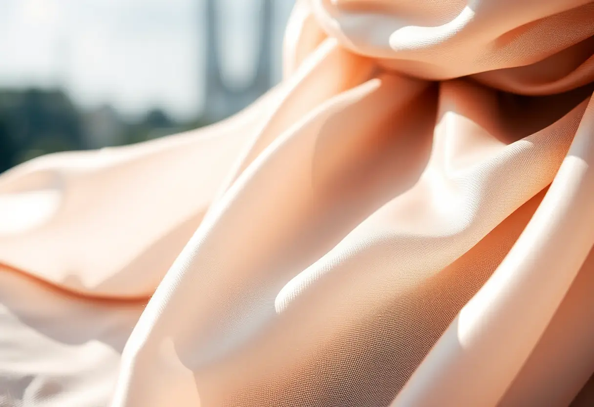 Foulard en soie finement posé